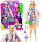 BARBIE EXTRA LALKA Z KRÓLICZKIEM BLONDYNKA KWIATOWY STRÓJ ZWIERZĄTKO MATTEL