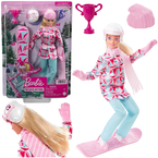 BARBIE LALKA SNOWBOARDZISTKA W KURTCE SPORTY ZIMOWE DESKA PUCHAR MATTEL