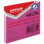 BLOCZEK KARTECZKI SAMOPRZYLEPNE OFFICE PRODUCTS 76x76mm 100k NEON RÓŻOWY