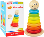 DREWNIANA PIRAMIDKA WIEŻA UKŁADANKA WAŃKA WSTAŃKA SORTER SMILY PLAY