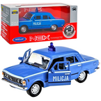 DUŻY FIAT 125P SAMOCHÓD METALOWY MILICJA POLICJA PRL WELLY 1:34 NIEBIESKI