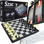 GRY PLANSZOWE 3W1 SZACHY MAGNETYCZNE WARCABY BACKGAMMON METALOWA PLANSZA