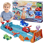 PJ MASKS PIDŻAMERSI TOR WYŚCIGOWY Z 4 POJAZDAMI AUTKA FIGURKI ZESTAW HASBRO