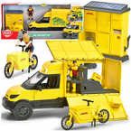 SAMOCHÓD DHL PACZKOMAT KURIER ROWER AUTO 25 cm ŚWIATŁO DŹWIĘK DICKIE TOYS