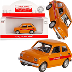 SAMOCHÓD FIAT 126p MALUCH METALOWY KOLEKCJA PRL 1:43 POMARAŃCZOWY ŁĄCZNOŚĆ