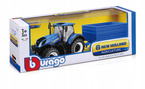 TRAKTOR METALOWY NEW HOLLAND Z PRZYCZEPĄ POJAZD ROLNICZY BBURAGO 1/32