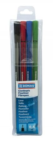  CIENKOPISY D-FINE 0,4 mm ZESTAW 4 KOLORÓW W ETUI DONAU