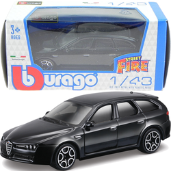 ALFA ROMEO 159 CZARNY SAMOCHÓD METALOWY AUTO MODEL POJAZD BBURAGO 1:43