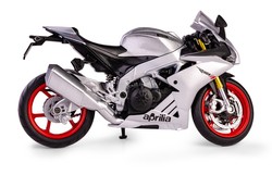 APRILLA 2021 RSV4 RR1000 SREBRNY WYŚCIGOWY MOTOCYKL MODEL METALOWY 1:12