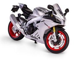 APRILLA 2021 RSV4 RR1000 SREBRNY WYŚCIGOWY MOTOCYKL MODEL METALOWY 1:12