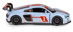 AUDI R8 LMS 2015 NIEBIESKI SAMOCHÓD METALOWY ŚWIATŁO DŹWIĘK NAPĘD 1:32