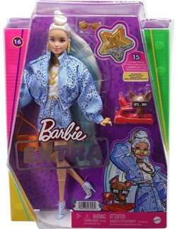 BARBIE EXTRA BLOND WŁOSY AKCESORIA STYLISTYCZNIE + ZWIERZAK MATTEL