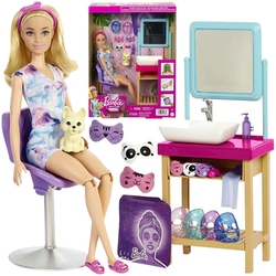 BARBIE LALKA DOMOWE SPA TOALETKA MAKIJAŻ MASECZKI SALON PIĘKNOŚCI MATTEL