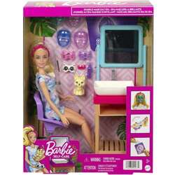 BARBIE LALKA DOMOWE SPA TOALETKA MAKIJAŻ MASECZKI SALON PIĘKNOŚCI MATTEL