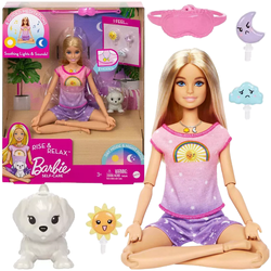 BARBIE LALKA JOGA I MEDYTAJCJA Z DŹWIĘKIEM ŚWIECI PIESEK RISE RELAX MATTEL