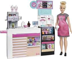 BARBIE LALKA KAWIARENKA BARISTKA CUKIERNIA EKSPRES DO KAWY SKLEP MATTEL