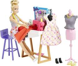 BARBIE LALKA PROJEKTANTKA MODY STUDIO MASZYNA DO SZYCIA MANEKIN MATTEL