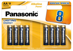 BATERIE PANASONIC ALKALINE POWER ALKAICZNE AA LR6 PALUSZKI 8szt OPAKOWANIE