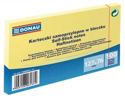 BLOCZEK KARTECZKI SAMOPRZYLEPNE 127x76mm DONAU ŻÓŁTE 100 KARTEK