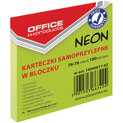 BLOCZEK KARTECZKI SAMOPRZYLEPNE 76x76mm OFFICE PRODUCTS NEON