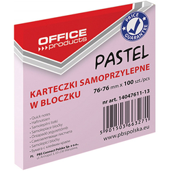 BLOCZEK KARTECZKI SAMOPRZYLEPNE OFFICE PRODUCTS 76x76mm PASTEL RÓŻOWY