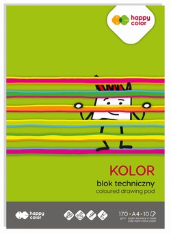 BLOK TECHNICZNY KOLOROWY A4 10 KARTEK 170g HAPPY COLOR