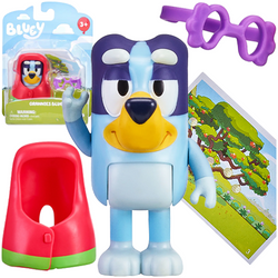 BLUEY FIGURKA PIESEK BLUE W STROJU BABCI RUCHOME ELEMENTY AKCESORIA