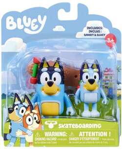 BLUEY FIGURKI 2-PAK PIESKI BLUEY I TATA BANDIT JAZDA NA DESKOROLCE