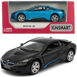 BMW I8 MODEL KOLEKCJONERSKI AUTO SAMOCHÓD SPORTOWY CZARNY 1:36 KINSMART