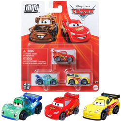 CARS AUTA MINI RACERS 3-PAK SAMOCHODY MATTEL JEFF CORVETTE ZYGZAK MCQUEEN