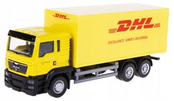 CIĘŻARÓWKA MAN DHL SAMOCHÓD DOSTAWCZY KURIER MODEL METALOWY POJAZD 1:64