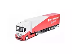 CIĘŻARÓWKA Z NACZEPĄ TIR MERCEDES ACTROS FIRESTONE METALOWY BBURAGO 1/43