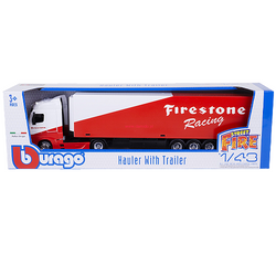 CIĘŻARÓWKA Z NACZEPĄ TIR MERCEDES FIRESTONE SAMOCHÓD AUTO BBURAGO 1:43