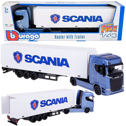 CIĘŻARÓWKA Z NACZEPĄ TIR SCANIA SAMOCHÓD AUTO NIEBIESKIE BBURAGO 1:43