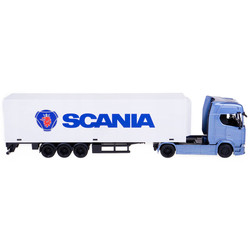 CIĘŻARÓWKA Z NACZEPĄ TIR SCANIA SAMOCHÓD AUTO NIEBIESKIE BBURAGO 1:43