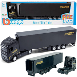 CIĘŻARÓWKA Z NACZEPĄ TIR VOLVO FH16 750 SAMOCHÓD CZARNY AUTO BBURAGO 1:43