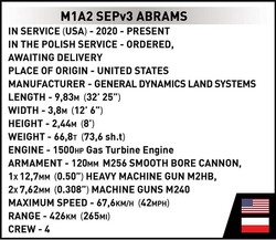 COBI CZOŁG M1A2 SEPv3 ABRAMS SYRENKA KLOCKI KONSTRUKCYJNE 1017 EL. 1:35