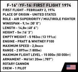 COBI SAMOLOT F-16 (YF-16) FIRST FLIGHT 1974 POLSKIE KLOCKI KONSTRUKCYJNE