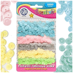 CONFETTI CEKINOWE KÓŁKA PASTELOWE 1000 sztuk ASTRA CREATIVO