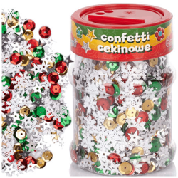 CONFETTI CEKINOWE MIX ŚWIĄTECZNY 100G - CREATIVO