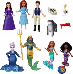 DISNEY MAŁA SYRENKA LALKA ARIELKA LITTLE MERMAID ZESTAW 7 FIGUREK AKCESORIA