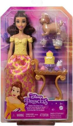 DISNEY PRINCESS LALKA KSIĘŻNICZKA BELLA WÓZEK Z PODWIECZORKIEM MATTEL