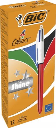 DŁUGOPIS AUTOMATYCZNY CZERWONY BIC SHINE 4 COLOURS