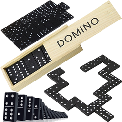 DOMINO GRA LOGICZNA EDUKACYJNA UKŁADANKA 28 KOSTEK DREWNIANE PUDEŁKO