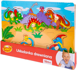 DREWNIANA UKŁADANKA PUZZLE DINOZAURY - SMILY PLAY