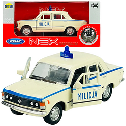 DUŻY FIAT 125P SAMOCHÓD METALOWY MILICJA POLICJA PRL WELLY 1:34 KREMOWY