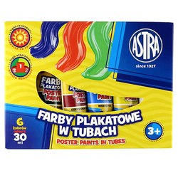 FARBY PLAKATOWE ASTRA 6 KOLORÓW x 30 ml W TUBKACH WYRAZISTE INTENSYWNE