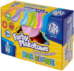 FARBY PLAKATOWE PASTELOWE 6 KOLORÓW 20 ML - ASTRA