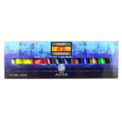 FARBY TEMPERA W TUBACH 12 KOLORÓW x 20ml ARTYSTYCZNE ASTRA ARTEA