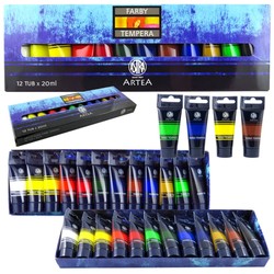 FARBY TEMPERA W TUBACH 12 KOLORÓW x 20ml ARTYSTYCZNE ASTRA ARTEA